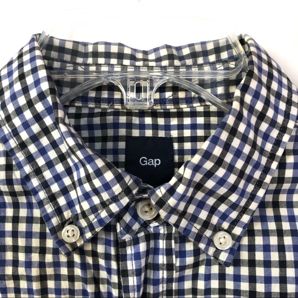 Gap Blue Button Down Plaid Flannel Checkered Shir… - image 3